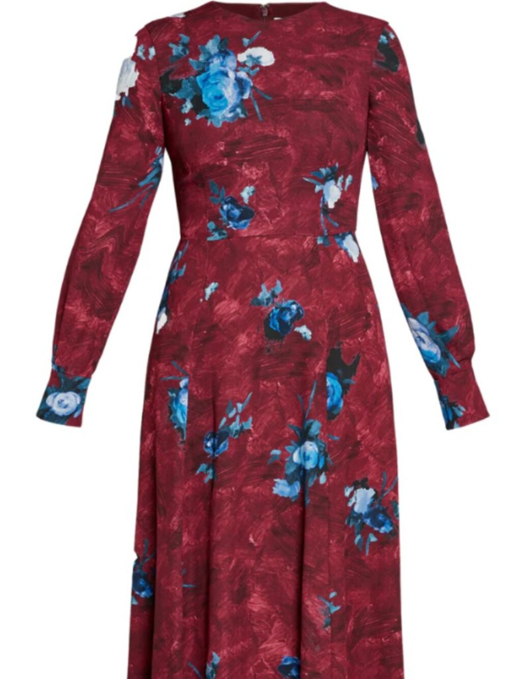 NWT Erdem Aria Abstract Red Blue Rose Mulberry Fluid Crepe Midi Dress Size 2 - Picture 9 of 12